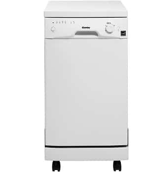 danby 18 inch narrow dishwasher for small spaces - with wheels - size 26" x 18" x 36"
