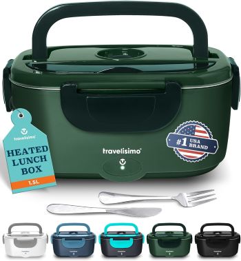 Travelisimo Electric Lunch Box – Dual-voltage food warmer for travel and car use