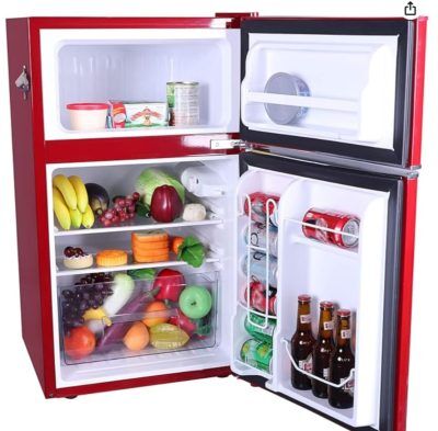 frigidaire mini retro fridge with freezer